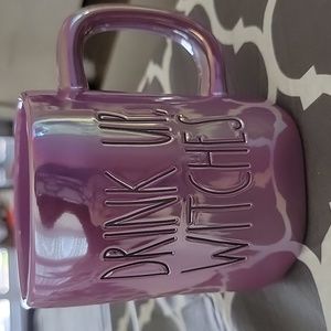 Rae Dunn Purple Iridescent DRINK UP WITCHES mug
